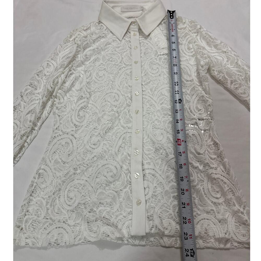 NWT Anne Fontaine Womens 42 US 10 Lys Shirt White Lace Blouse Career Designer - Picture 13 of 14